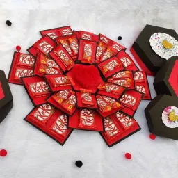 Four Layer kitkat Chocolate Explosion Box Red Black Paper Gift Box-28