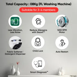 lg 8 kg Fully Automatic Front Load with In-built Heater White image 2