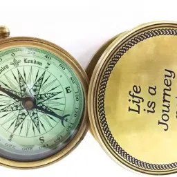 Antiques Life is a Journey (Sliding Type Cover) Pocket Compass With Wooden Box Compass-1