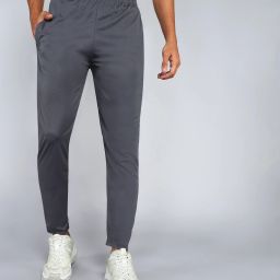 Men Solid Grey Track Pants-image-5