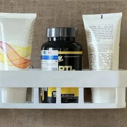Self Adhesive Multi-Purpose Wall Hanging BATHROOM floating Shelf Plastic Wall Shelf-17