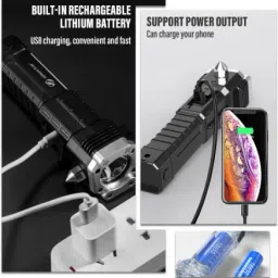 sebon LED Flashlight with Magnets, hammer with 4 in 1 option - M7 Torch image 3