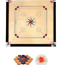 fitdex 32 Carrom Board inches with Wooden Coins Stricker Powder 94 cm Carrom Board image 2