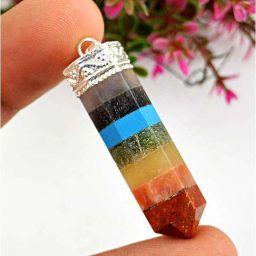 MARMORIS ECOM Seven Chakra Pencil Pendant | Healing Crystal Pendant (Pack of 1) Crystal Pendant-image-53