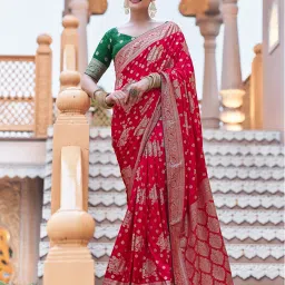 Dyed, Self Design, Woven Banarasi Silk Blend Saree-image-7