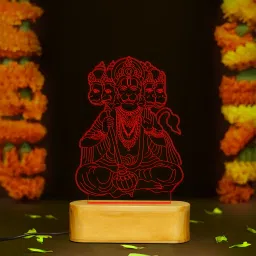 viyapaari Panchmukhi Hanuman ji 3D Illusion Night Lamp with 16 Color Changing Table Lamp image 5