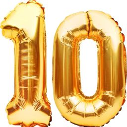Solid Birthday Numbers Solid Golden '10' Numerical Foil Balloon for Celebration Balloon-image-78
