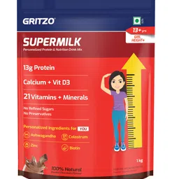 gritzo SuperMilk Height+ (13+y Girls), 13g Protein Powder, Double Chocolate, Pouch-picture-15