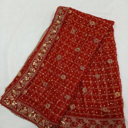 Net Embroidered Red, Multicolor Women Dupatta-image-64
