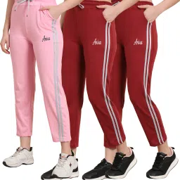 Pack of 3 Women Striped Multicolor Track Pants-picture-22