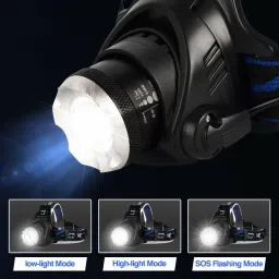 jamunesh enterprise Headlamp Torch, USB Rechargeable Zoomable Headlight 3 Mode 2 hrs Torch Emergency Light image 3