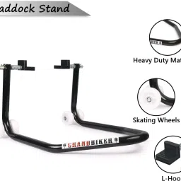 grandbiker Rear Wheel Paddock Stand Extra Strong with Swing Arm Rest Universal for Bajaj RS200 (Black) with 150 ML Chain Cleaner Combo Combo image 2