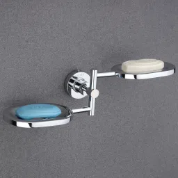 Double Soap Holder for Bathroom | Wall Mounted Rust-Proof Soap Stand Organizer Stainless Steel Toilet Paper Holder-image-44