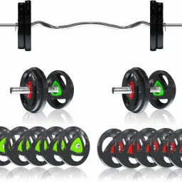 30 kg Professional Metal Integrated Rubber Plates(2.5KG * 12 Plates) with PureMetal Dumbbell Rods 25MM and 3FT Curl Rod 25MM Home Gym Combo-image-28