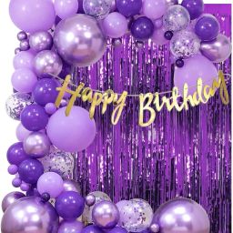 Purple Balloons, Happy Birthday Cursive Banner Decoration Kit (Pack Of 65)-image-14