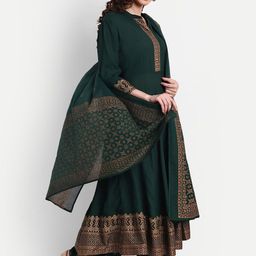 githaan Ethnic Motifs Printed Regular Anarkali Kurta & Trousers With Dupatta image 3