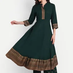 githaan Ethnic Motifs Printed Regular Anarkali Kurta & Trousers With Dupatta image 4