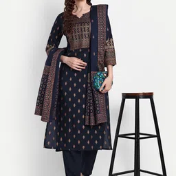 githaan Ethnic Motifs Printed Regular Anarkali Kurta & Trousers With Dupatta image 1