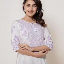 Anouk Purple & White Printed Tie-Up Neck Modal Ethnic Top-picture-30