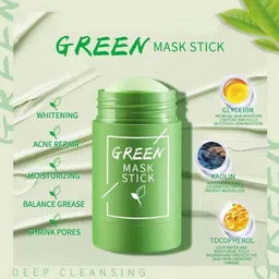 kaiasha Green Tea Cleansing Mask Stick For Face - Face Mask For Glowing Skin Face Shaping Mask-picture-4