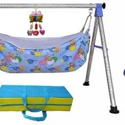 Baby Cradle/ghodiyu/swing/jhula With hanging toy/rattle and cotton hammock cloth-image-15