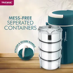 trueware Quick Meal 4 Insulated Hot Lunch Box With 4 SS Container 300 ML Each 4 Containers Lunch Box image 5