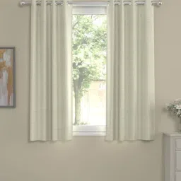 Cream Polyester Solid 5 Ft Semisheer Eyelet 2 Window Curtains By Rosarahome-picture-30