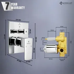 ENICET N53 Brass Build High Flow Single Lever Diverter with Exposed Parts Kit & Body | Concealed Body High Flow Diverter With Exposed Part Kit NA image 4