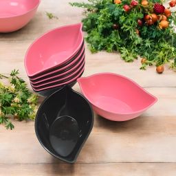 Plastic Serving Bowl LBowl-(S12)-Pink&Black-image-66