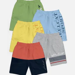 HELLCAT Boys Pack Of 4 Mid-Rise Colourblocked Cotton Shorts-picture-13