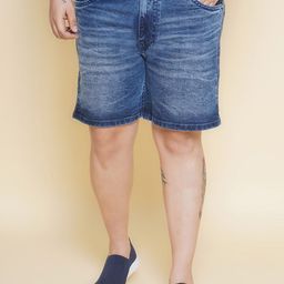 John Pride Men Plus Size Washed Mid-Rie Denim Shorts-picture-14