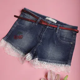 NEUDIS Girls Washed Mid Rise Denim Shorts-image-73