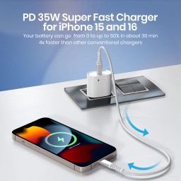 portronics Adapto 35G Type C charger with 35W fast charging, GaN technology, and Power Delivery for efficient charging of phones, laptops, and tablets. image 3
