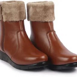 High Top Side Zipper Platform Wedge Heel|Winter Ankle Slip-On Boots For Women-image-62