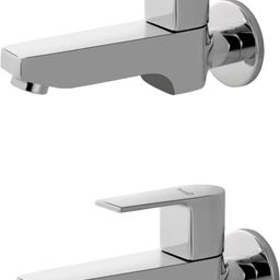 prestige Aris Brass Long Body Tap For Bathroom and Kitchen with Wall Flange-Set of 2 Bib Tap Faucet-picture-2