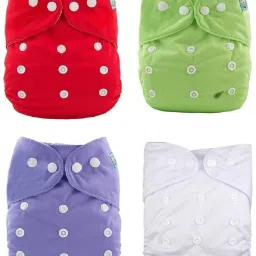 Pack of 4-Baby Pocket Diaper / Adjustable or free size Cloth Pocket Diaper/Nappy for child with No insert pad (0-24months) (Multicolor)-image-58