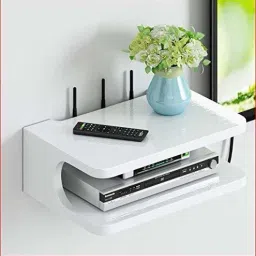 Wall Shelf Set Top Box Stand and WiFi Stand Display Rack for Living Room MDF (Medium Density Fiber) Wall Shelf-23