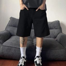 Solid Men Black Baggy Shorts-image-68