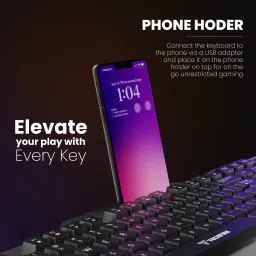 Techfire KT660 Anti-ghosting, Aluminium body with Mobile holder, Membrane Wired USB Standard Gaming Keyboard Compatible with Desktop, Laptop, Mac image 5