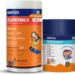 SuperMilk Overall Growth(7-12y Girls), 9g Protein (Chocolate) with Super Gummies-17