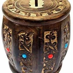 HandCrafted Barrel Piggy Bank, Money Bank, Gullak for Kids, Birthday Gift for Kids and Adults, Handmade Wooden Coin Holder, Money Storage Box-25