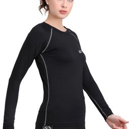 unbeatable Women Solid Round Neck Polyester Black T-Shirt-picture-5