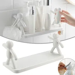 shiva PACK OF 2 Wall Mounted Shelf, Bathroom Shelf Organizer MRS23.1708 Plastic Wall Shelf-picture-27