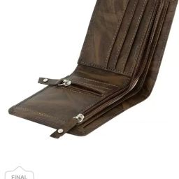 Men Casual Brown Artificial Leather Wallet-image-3