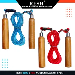 (Pack of 2 Pcs) Red / Blue Wooden Freestyle Skipping Rope-image-68