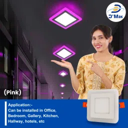 d'mak 3+3 Watt LED Side Pink Square Panel Light Ceiling 3D Effect Lighting (Double Color)pack of 4 Recessed Ceiling Lamp image 5
