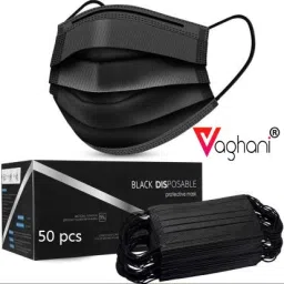 50Pcs Black Polluation Pharmaticul Mask With Nose Pin 3 Ply Surgical Mask (50 Piece) ( Black )( Primium ) Surgical Mask With Melt Blown Fabric Layer-picture-16