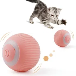 Quiet Smart Automatic Rotating LED Cat Ball Toy-Pink Silicone Ball, Fetch Toy, Rubber Toy, Training Aid For Cat-17