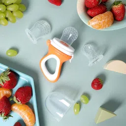 Fresh Fruits Food Infuser Feeder Pacifier Teether for Toddlers, Kids, Babies, Infants etc Comes with 2 Extra Nipple (Single Set, multicolor ) Feeder-20
