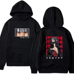 Men Printed Hooded Neck Black Sweater-image-70